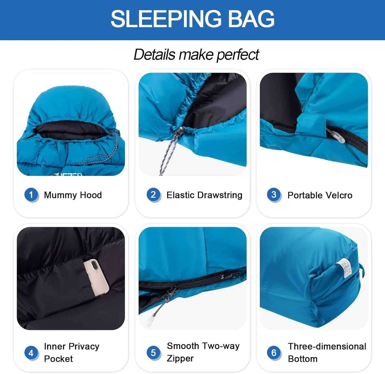 Ultralight Down Sleeping Bag for Adults with 600 Fill Power, Compact Sleeping Bag with Compression Sack for Backpacking, Hiking and Camping
