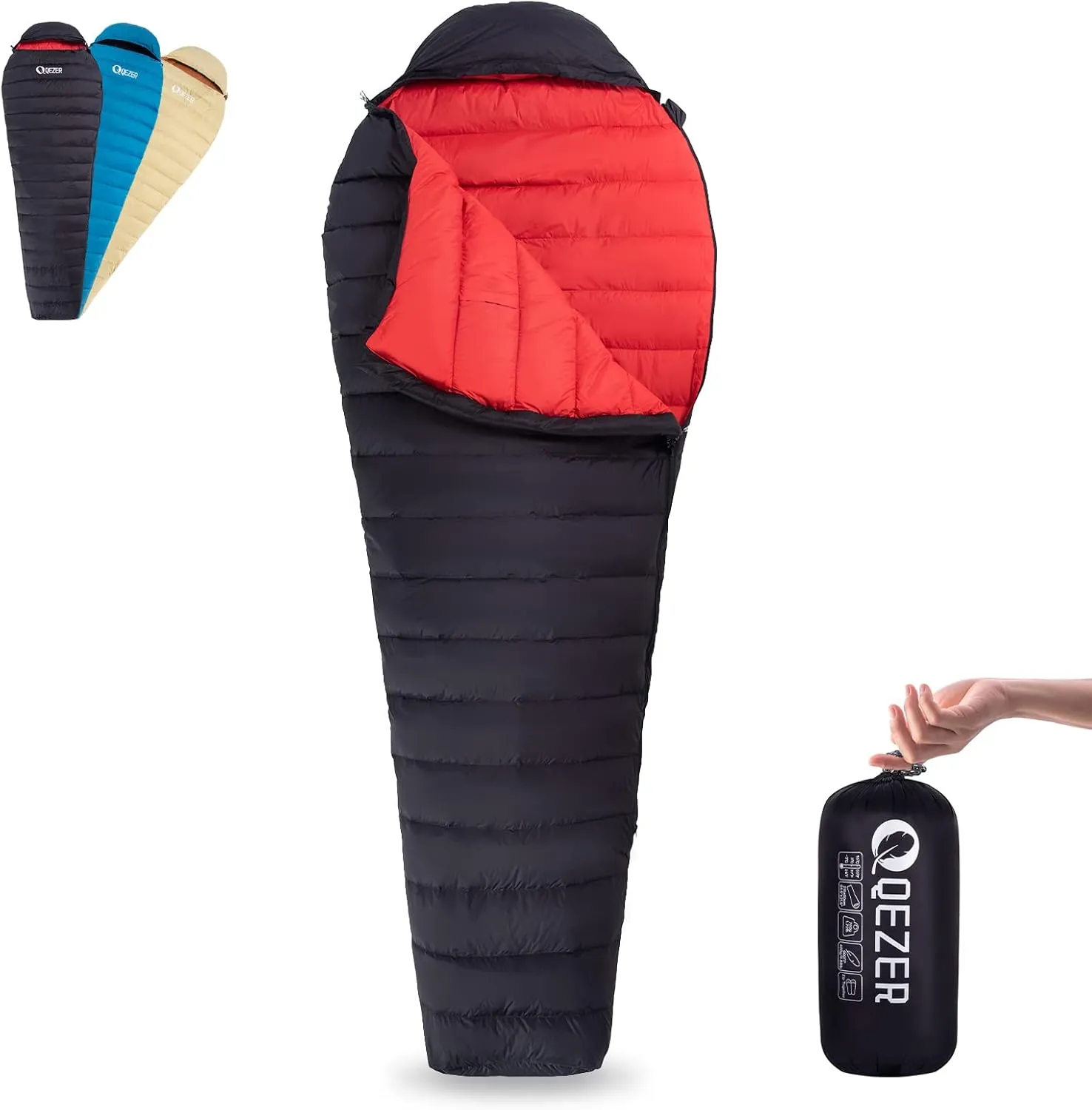 Ultralight Down Sleeping Bag for Adults with 600 Fill Power, Compact Sleeping Bag with Compression Sack for Backpacking, Hiking and Camping