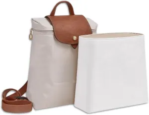 Upgraded Backpack Organizer Insert Compatible with Longchamp Bag, Waterproof DupontPaper and Silk Backpack Inner for Luxury Bags, Keeps Tote Handbag Neat (White)