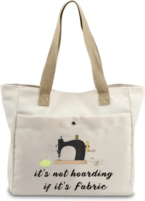 VAMSII it's not Hoarding if it's Fabric Tote Quilter Bag Quilting Tote Bag Sewing Gifts for Fabric Lovers Shopping Bag