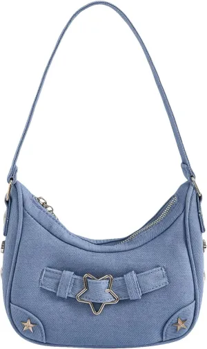 Verdusa Women's Flap Shoulder Bags Denim Handbags Underarm Satchel Handbag