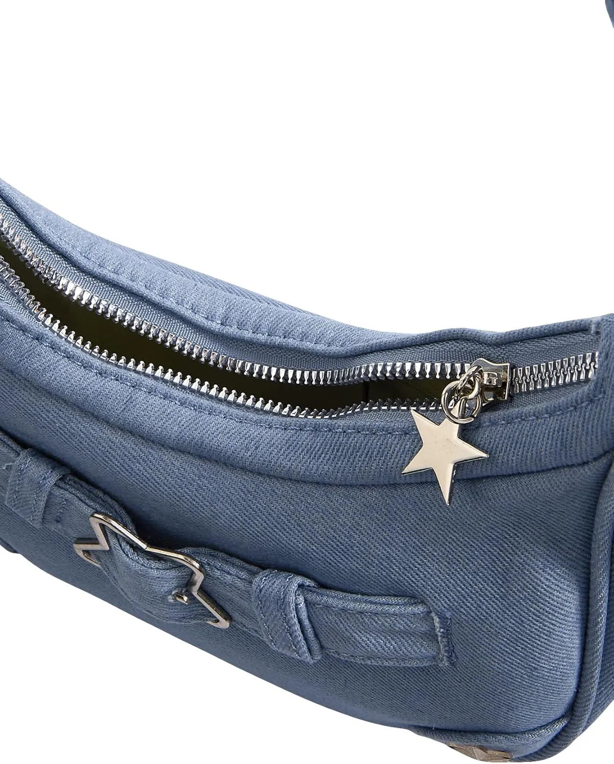Verdusa Women's Flap Shoulder Bags Denim Handbags Underarm Satchel Handbag