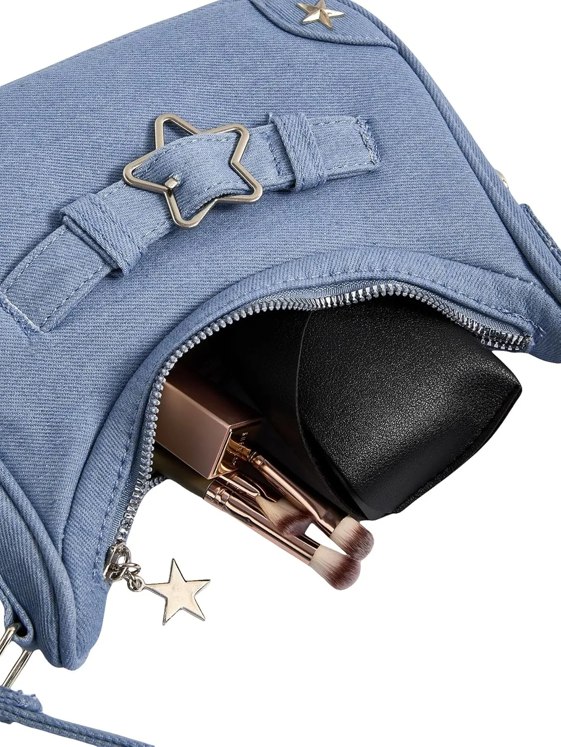 Verdusa Women's Flap Shoulder Bags Denim Handbags Underarm Satchel Handbag