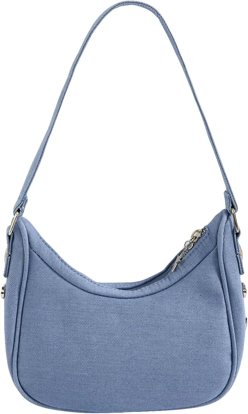 Verdusa Women's Flap Shoulder Bags Denim Handbags Underarm Satchel Handbag