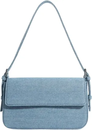 Verdusa Women's Flap Shoulder Bags Denim Handbags Underarm Satchel Handbag