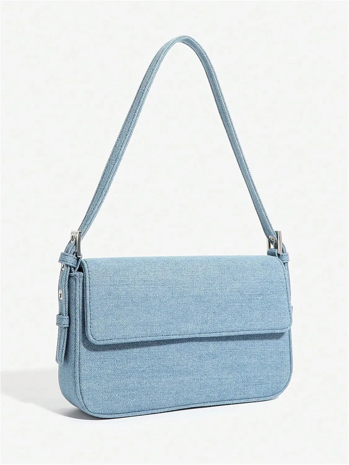 Verdusa Women's Flap Shoulder Bags Denim Handbags Underarm Satchel Handbag