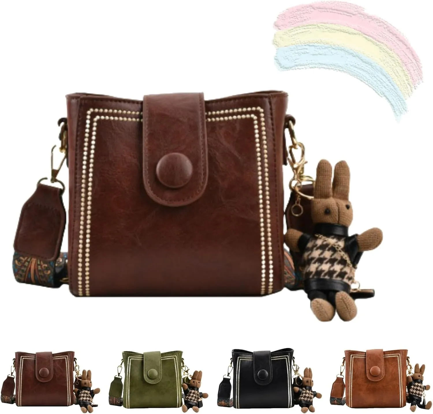 Vintage Fashion Bag with Adjustable Wider Shoulder Strap, Crossbody Bags for Women, Vintage Retro Small Water Bucket Bag