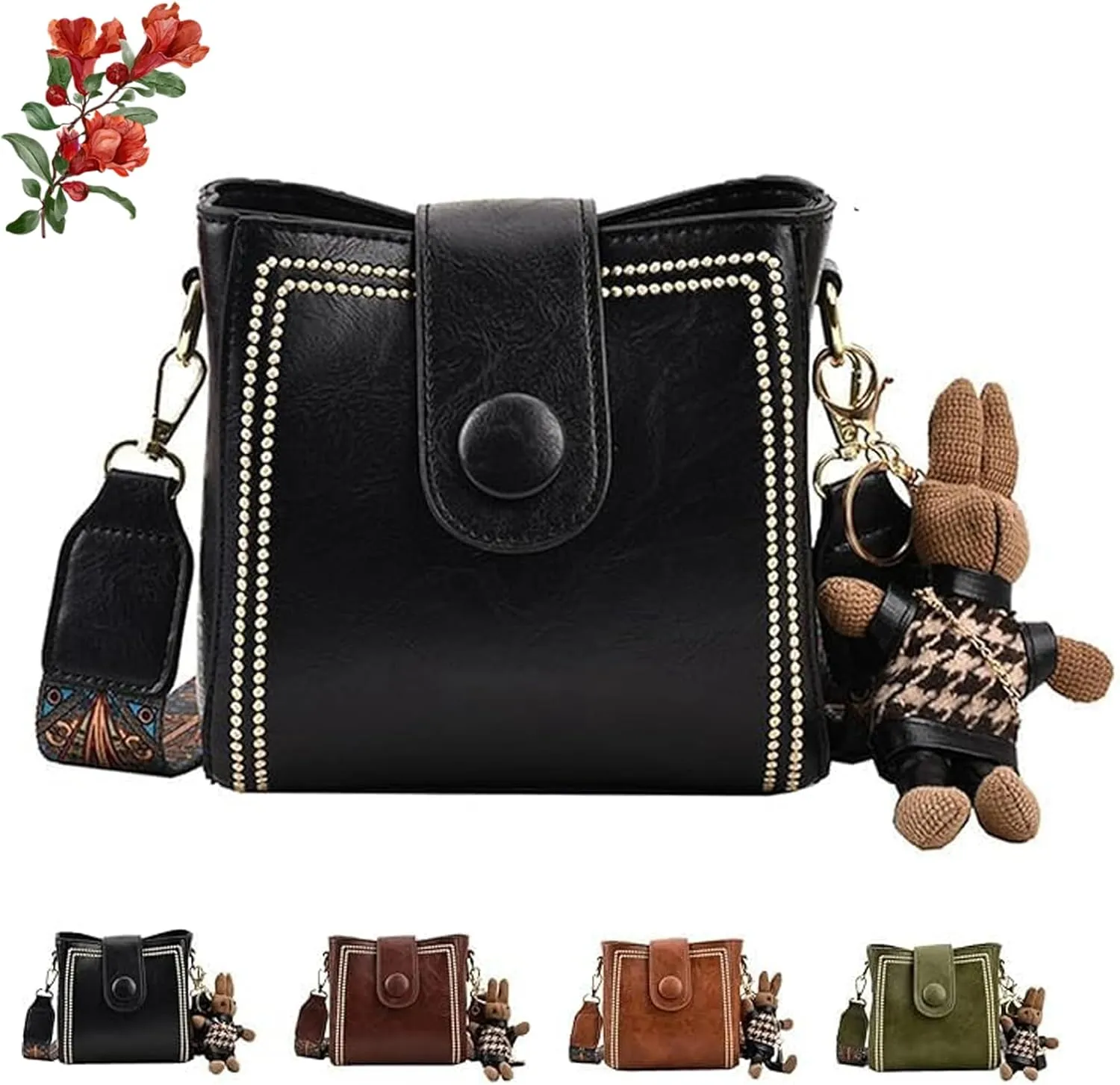 Vintage Fashion Bag with Adjustable Wider Shoulder Strap, Crossbody Bags for Women, Vintage Retro Small Water Bucket Bag