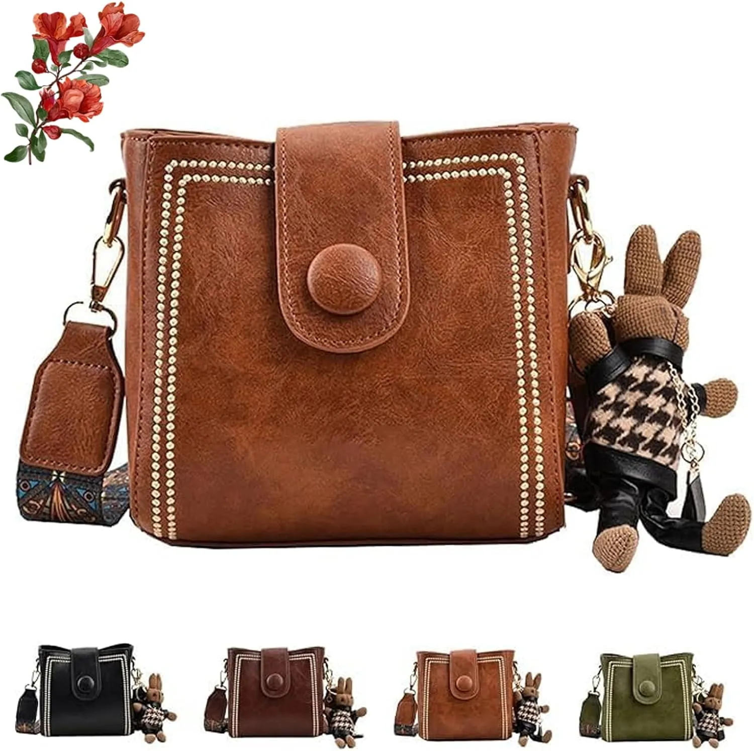 Vintage Fashion Bag with Adjustable Wider Shoulder Strap, Crossbody Bags for Women, Vintage Retro Small Water Bucket Bag