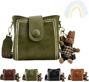 Vintage Fashion Bag with Adjustable Wider Shoulder Strap, Crossbody Bags for Women, Vintage Retro Small Water Bucket Bag