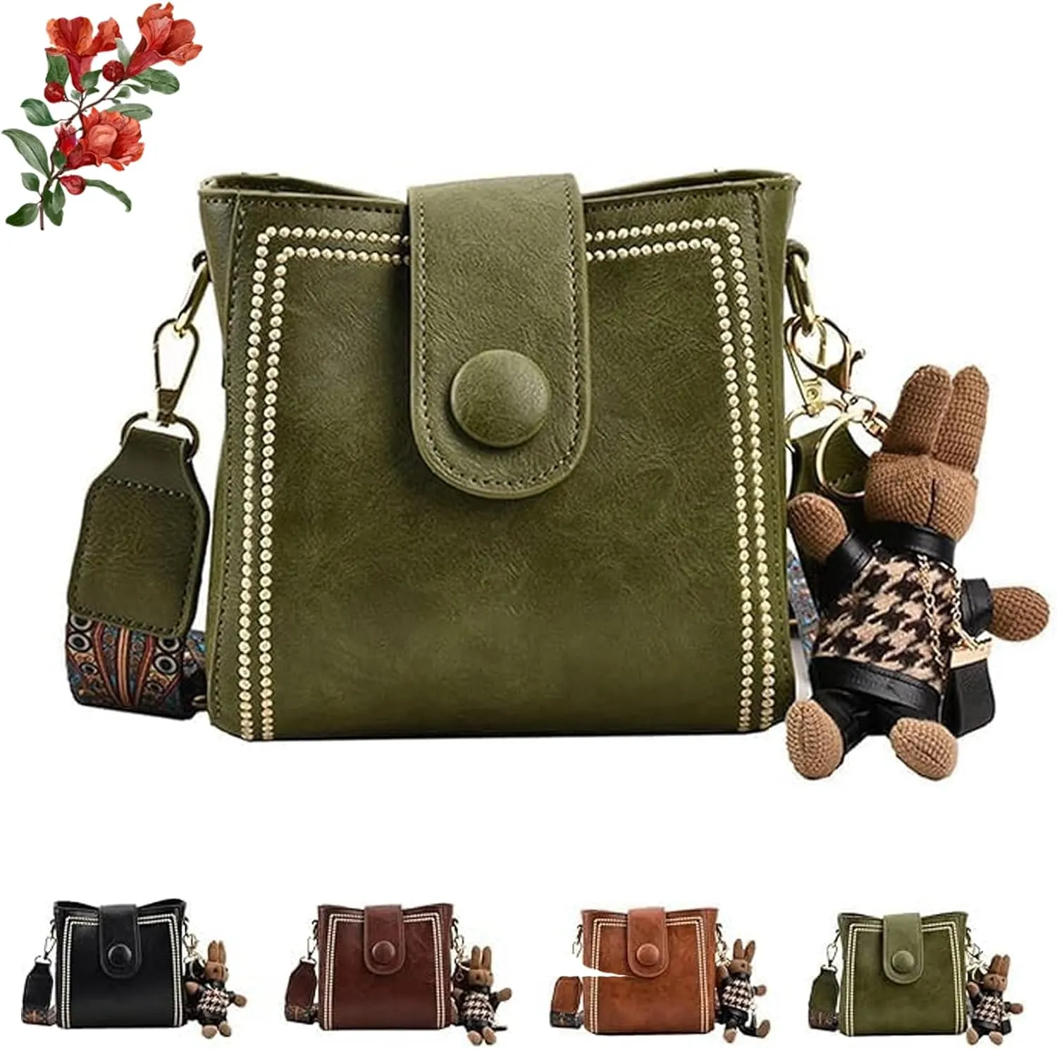 Vintage Fashion Bag with Adjustable Wider Shoulder Strap, Crossbody Bags for Women, Vintage Retro Small Water Bucket Bag