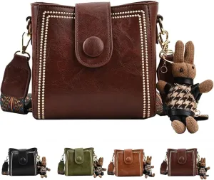 Vintage Fashion Bag With Adjustable Wider Shoulder Strap, Leather Shoulder Bags for women, Trendy Bucket Handbag