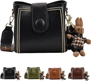 Vintage Fashion Bag With Adjustable Wider Shoulder Strap, Leather Shoulder Bags for women, Trendy Bucket Handbag
