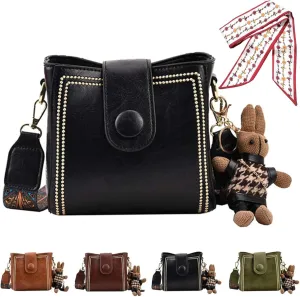 Vintage Fashion Bag with Adjustable Wider Shoulder Strap, Vintage Bucket Bag, Mini Crossbody Bags for Women