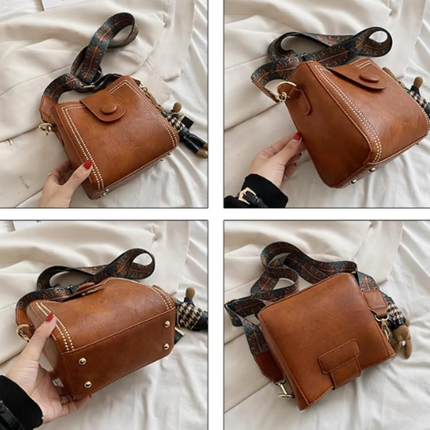Vintage Fashion Bag With Adjustable Wider Shoulder Strap, Vintage Retro Small Water Bucket Bag, Crossbody Bags for Women