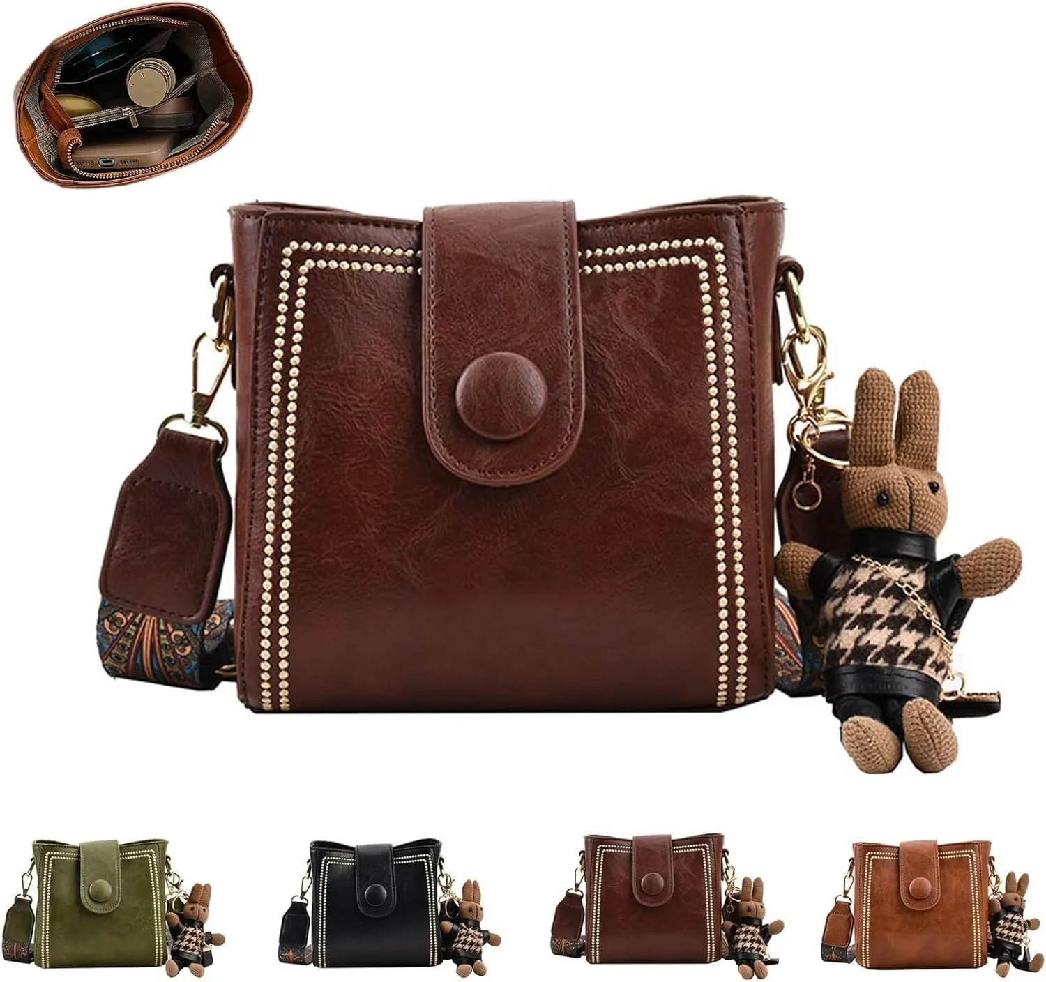 Vintage Fashion Bag With Adjustable Wider Shoulder Strap, Vintage Retro Small Water Bucket Bag, Crossbody Bags for Women