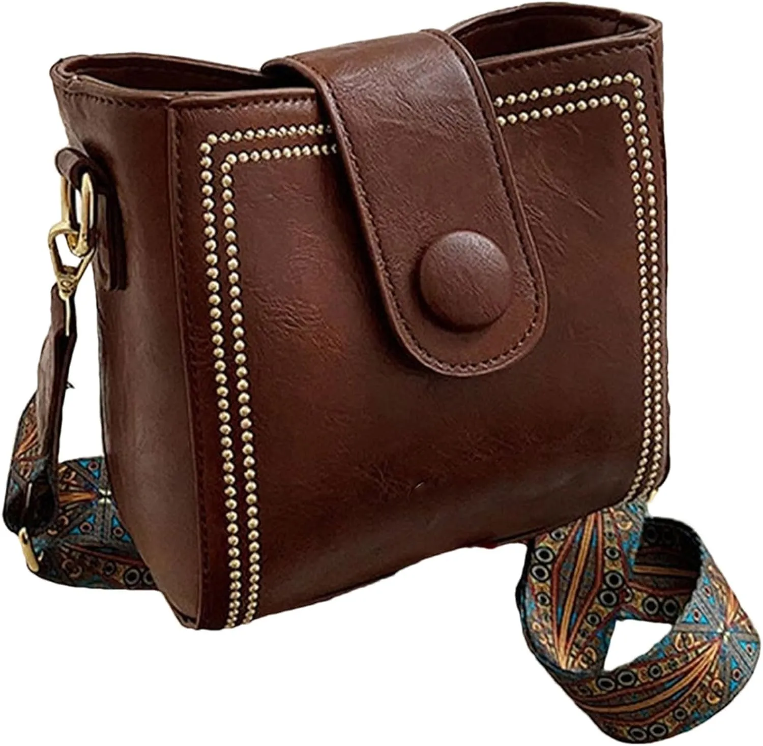 Vintage Fashion Bag with Adjustable Wider Shoulder Strap, Vintage Retro Small Water Bucket Bag, Crossbody Bags