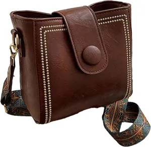 Vintage Fashion Bag with Adjustable Wider Shoulder Strap, Vintage Retro Small Water Bucket Bag, Crossbody Bags