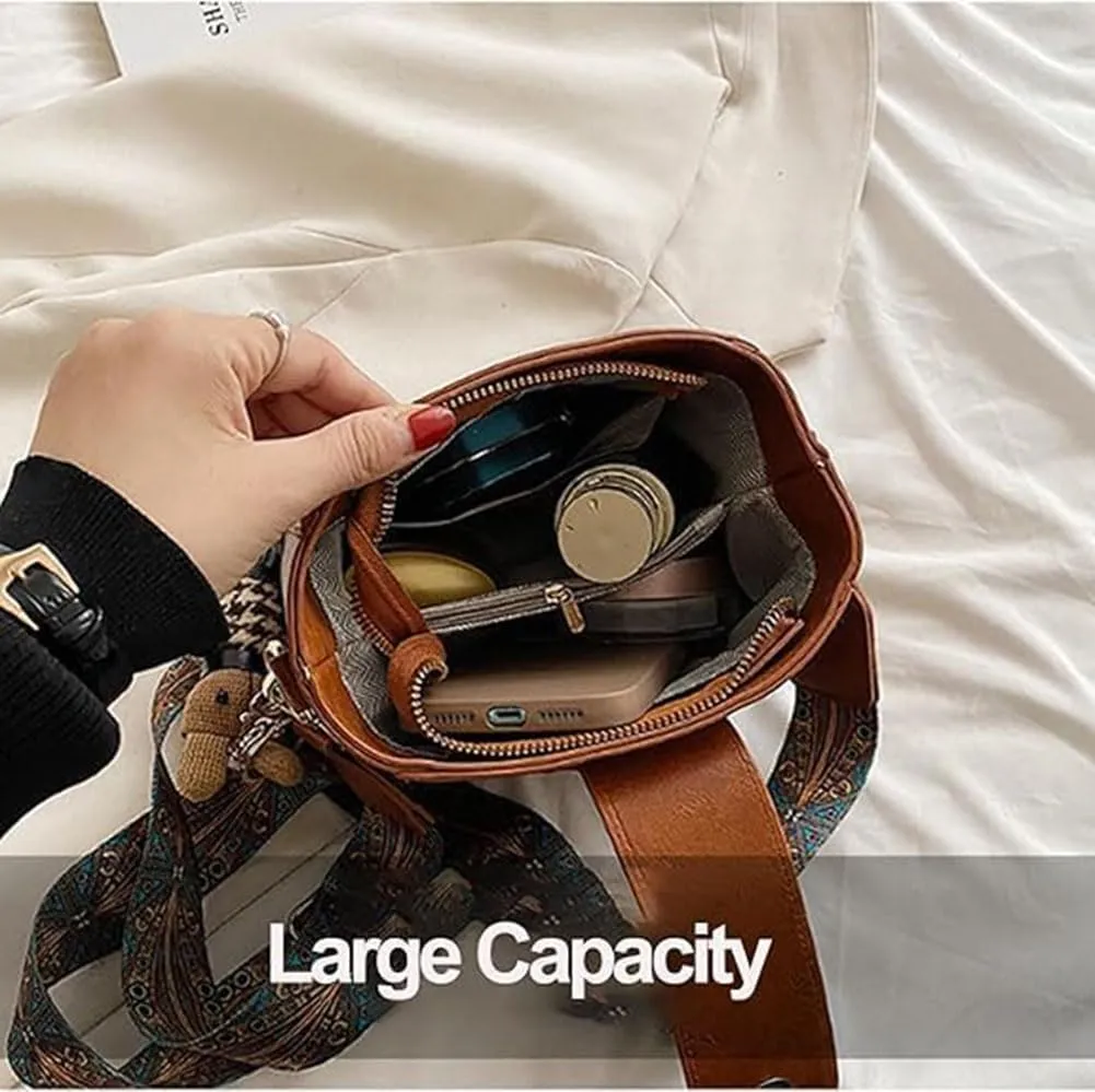 Vintage Fashion Bag with Adjustable Wider Shoulder Strap, Vintage Retro Small Water Bucket Bag, Crossbody Bags