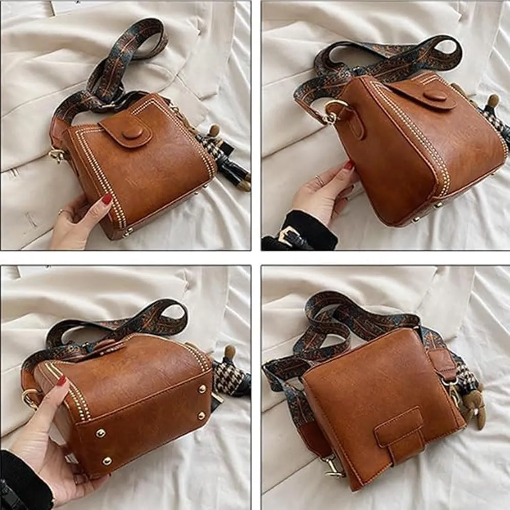Vintage Fashion Bag with Adjustable Wider Shoulder Strap, Vintage Retro Small Water Bucket Bag, Crossbody Bags