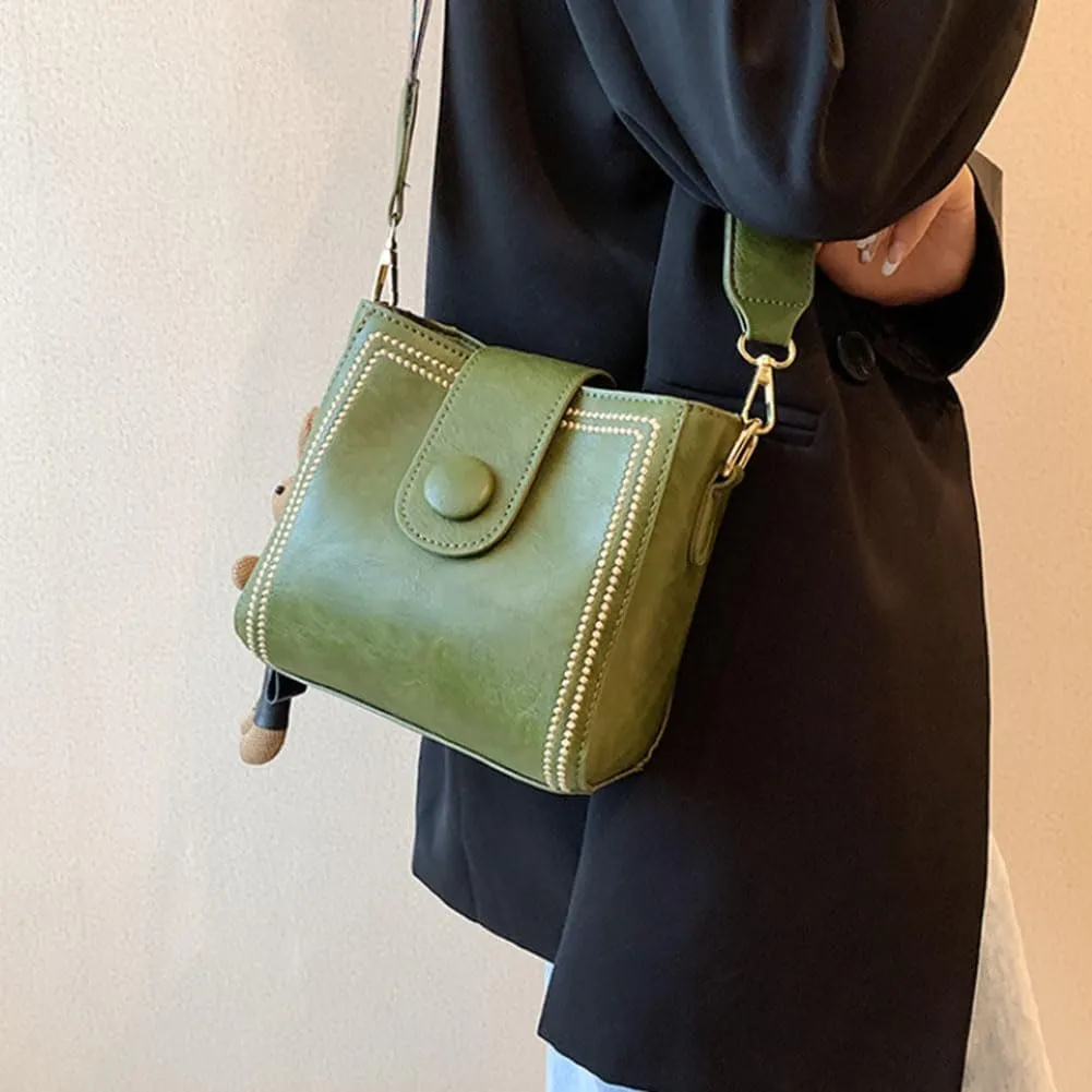 Vintage Fashion Bag with Adjustable Wider Shoulder Strap, Vintage Retro Small Water Bucket Bag, Crossbody Bags