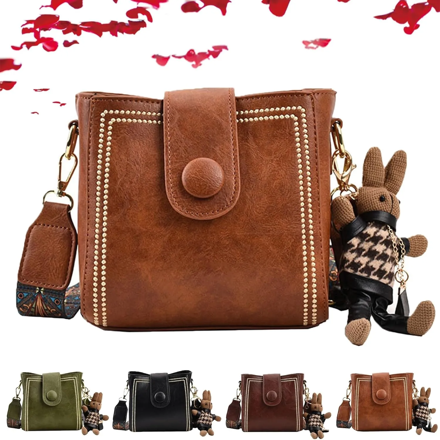 Vintage Fashion Bag with Adjustable Wider Shoulder Strap, Vintage Retro Small Water Bucket Bag Women’s Crossbody Bag