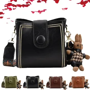 Vintage Fashion Bag with Adjustable Wider Shoulder Strap, Vintage Retro Small Water Bucket Bag Women’s Crossbody Bag