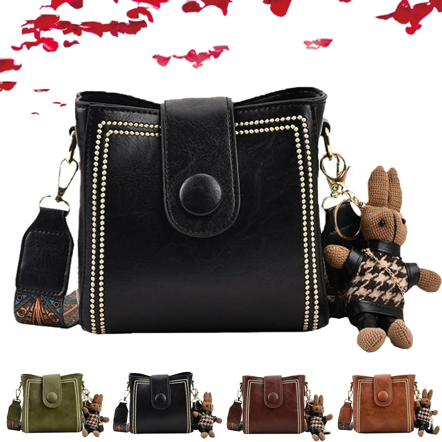 Vintage Fashion Bag with Adjustable Wider Shoulder Strap, Vintage Retro Small Water Bucket Bag Women’s Crossbody Bag