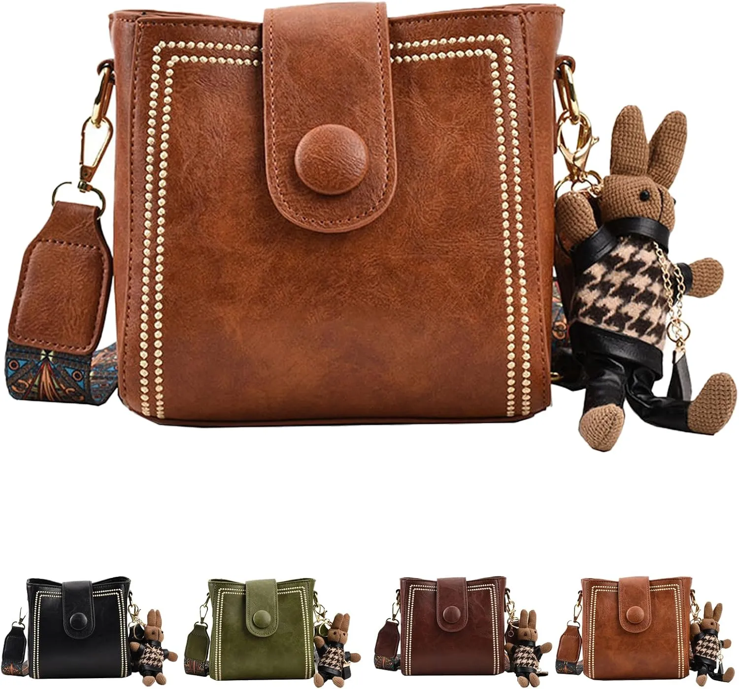 Vintage Fashion Bag with Adjustable Wider Shoulder Strap,Vintage Retro Small Water Bucket Bag,Crossbody Bags Women