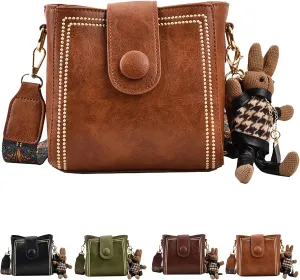 Vintage Fashion Bag with Adjustable Wider Shoulder Strap,Vintage Retro Small Water Bucket Bag,Crossbody Bags Women