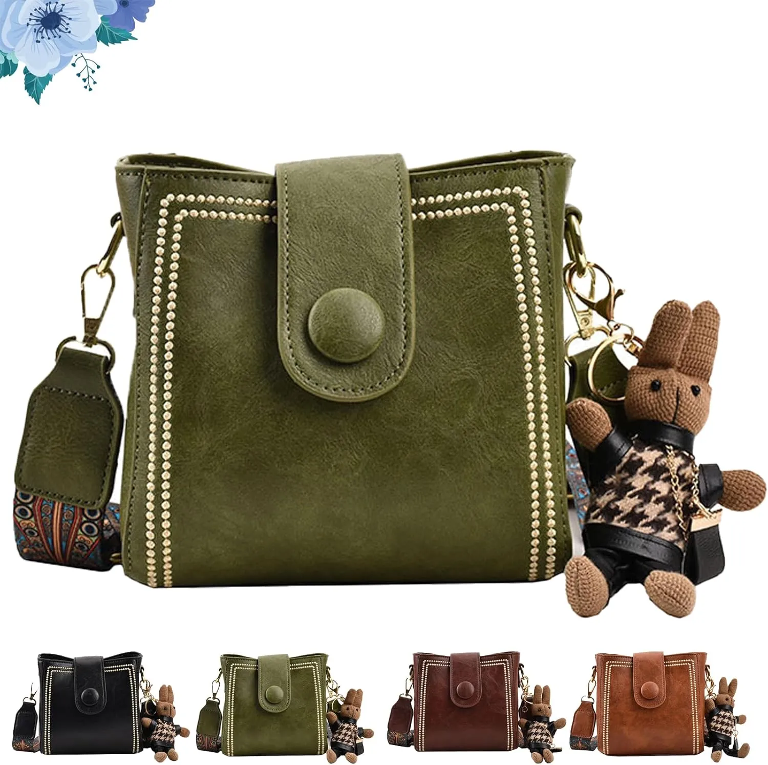 Vintage Fashion Bag with Adjustable Wider Shoulder Strap,Vintage Retro Small Water Bucket Bag,Crossbody Bags Women