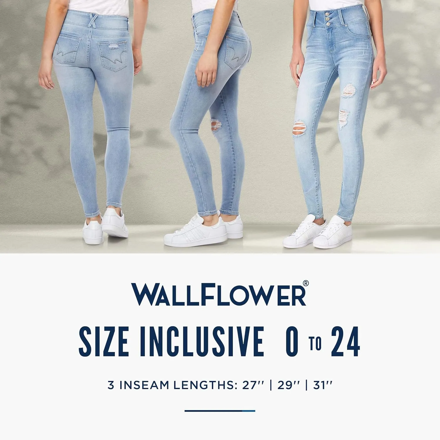 WallFlower Women's Sassy Skinny High-Rise Insta Soft Juniors Jeans (Standard and Plus)