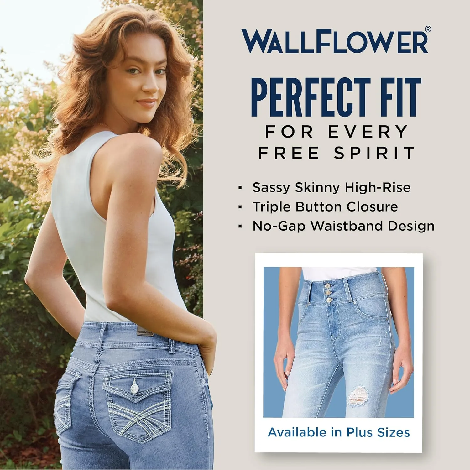WallFlower Women's Sassy Skinny High-Rise Insta Soft Juniors Jeans (Standard and Plus)