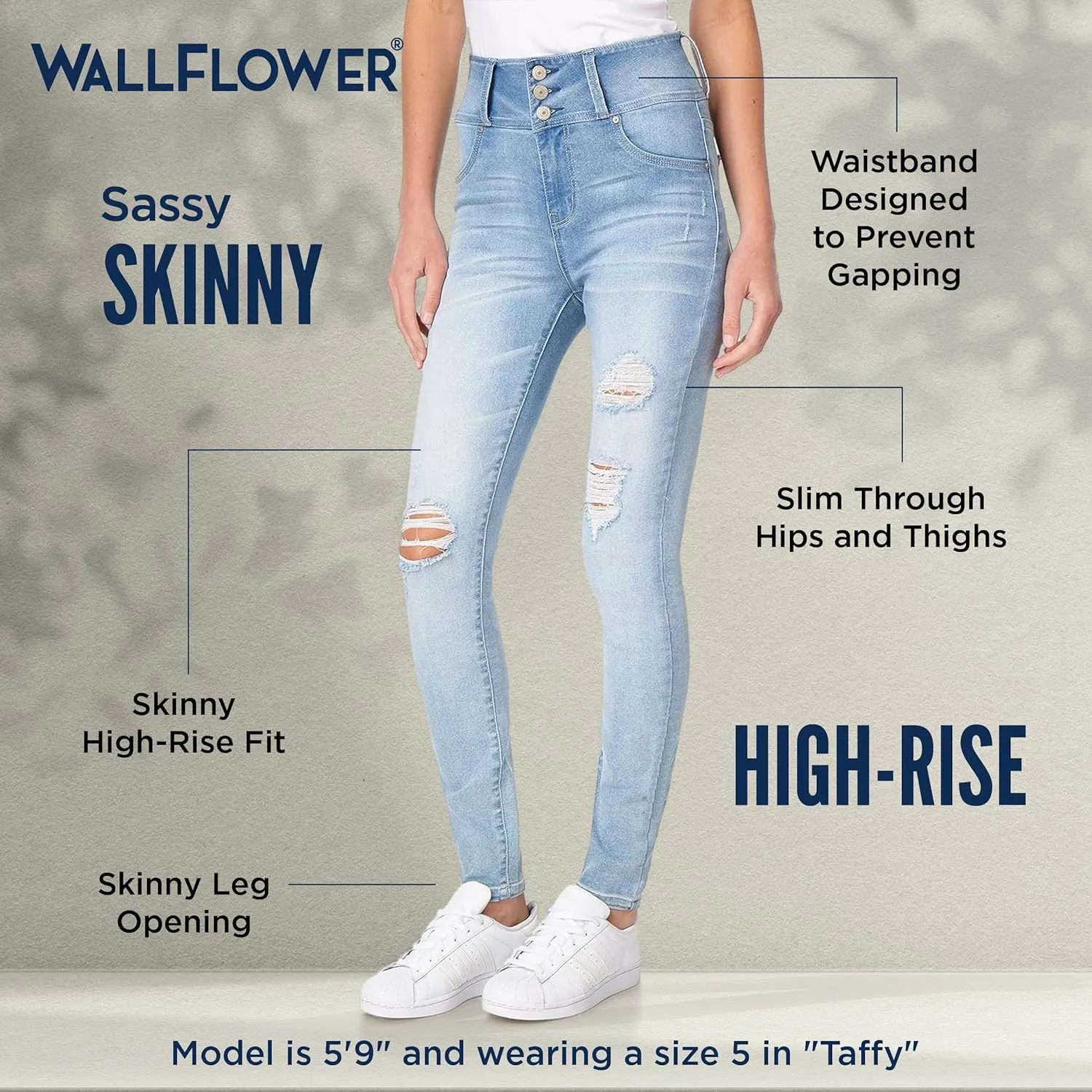 WallFlower Women's Sassy Skinny High-Rise Insta Soft Juniors Jeans (Standard and Plus)