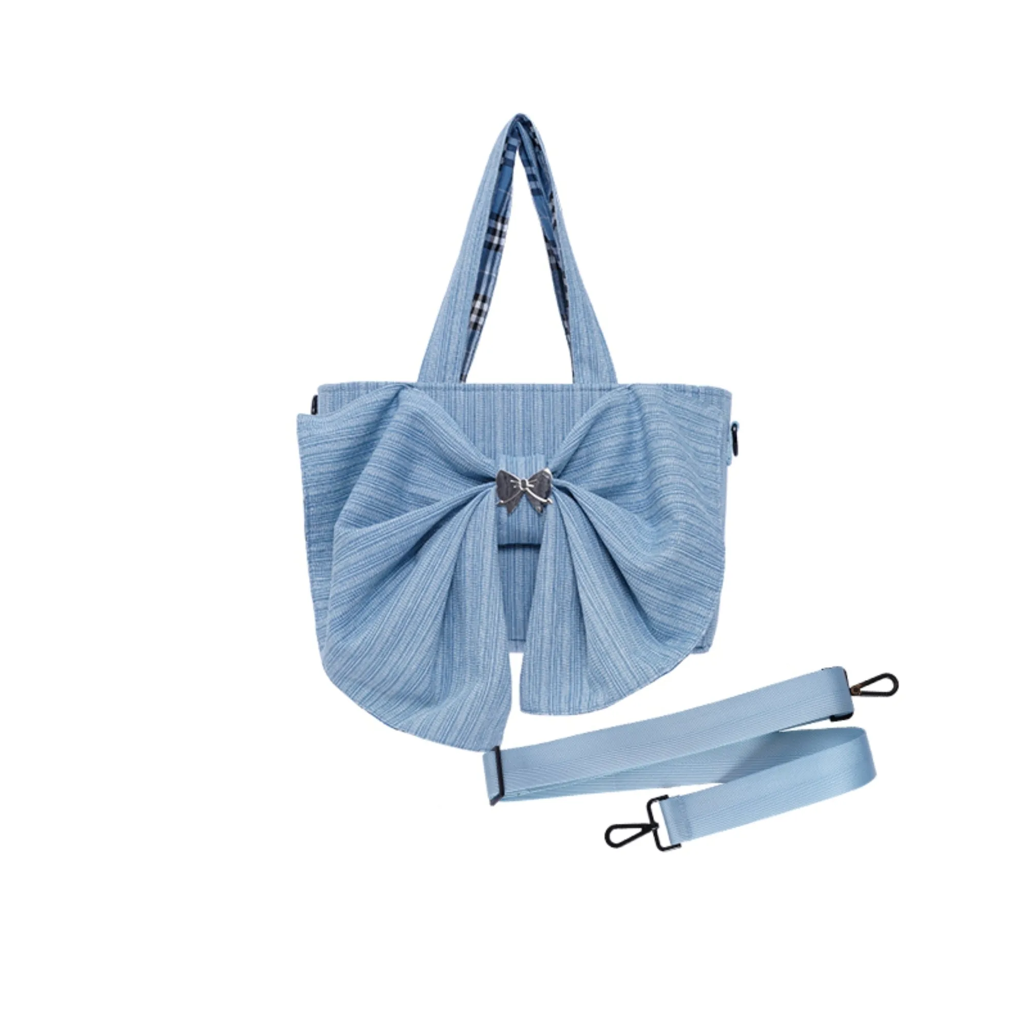 Washed Denim Ribbon Bag