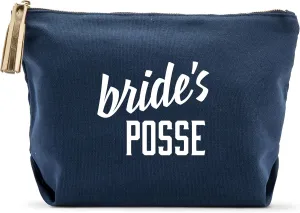 WEDDINGSTAR Large Personalized Canvas Makeup Bag - Bride's Posse Navy Blue