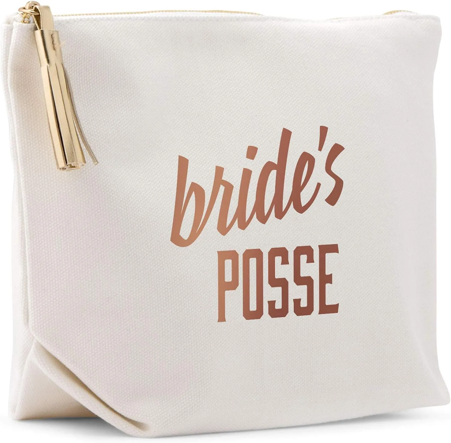 WEDDINGSTAR Large Personalized Canvas Makeup Bag - Bride's Posse Navy Blue
