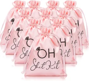 Whaline 10Pcs Wedding Hangover Kit Bags Pink Bachelorette Party Favor Bags Large Drawstring Gift Wrap Bags Survival Recovery Kit Bag for Wedding Bridal Shower Party Favors, 6 x 8 Inch