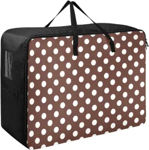 White Brown Retro Polka Dot Storage Bags, 27.5x19.7x11 In, Garment Storage Organizer Travel Cargo Duffel Bags Space Saving Packing Totes for Moving Supplies Storage