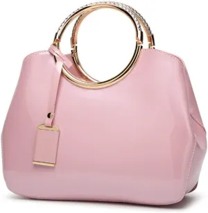 Women Handbags, Ladies Top Handle Bags, Patent Leather Stylish Tote Shoulder Bags Purse for Work, Wedding, Shopping, Dating