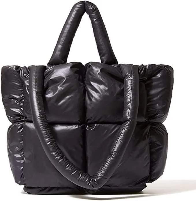 Women Padded Shoulder Bag Luxury Check Tote Bag Soft Pillow Handbag Quilted Puffy High Capacity Underarm