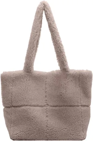 Women Plush Tote Bag Fluffy Underarm Bag Large Capacity Hobo Bag Solid Color Handbag for Work Travel Shopping
