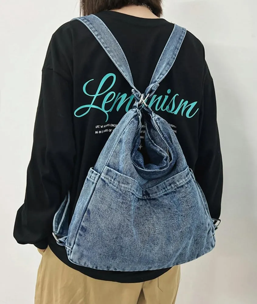 Womens Denim Canvas Shoulder Bag Hobo Bags Retro Crossbody Bag Purse Slouchy Tote Handbag Satchel