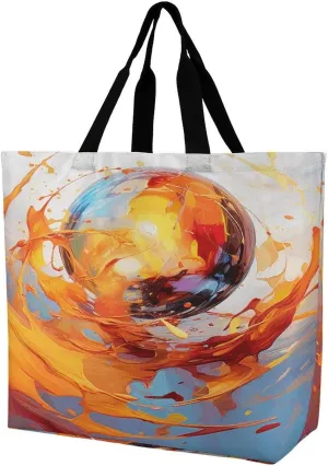 Women's Large-capacity Shoulder Shopping Bag Reusable Foldable Shopping Bags Brightly Colored Spheres Beach Bag