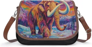 Woolly Mammoth on Ice Crossbody Bags for Women Leather Tote Bag Handbag Purse for Work Travel