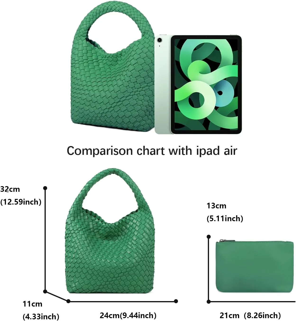 Woven Purses Bag for Women, Vegan Leather Handwoven Bags with Mini Handmade Purse, SMALL Travel Beach Top Handle Handbags
