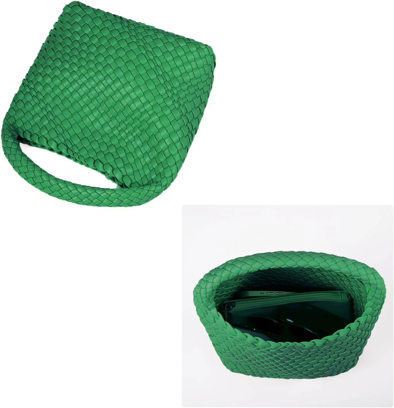 Woven Purses Bag for Women, Vegan Leather Handwoven Bags with Mini Handmade Purse, SMALL Travel Beach Top Handle Handbags