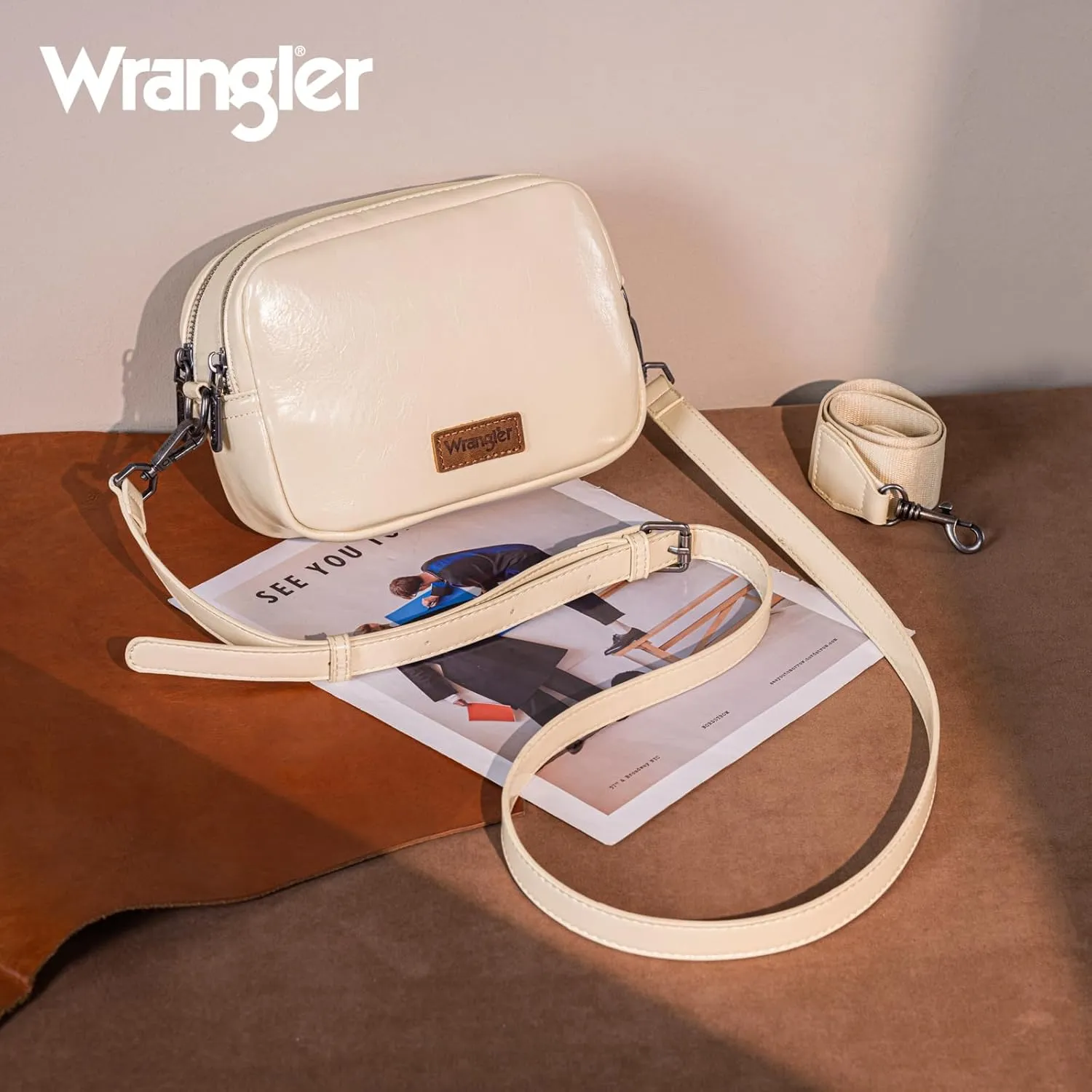 Wrangler Crossbody Bags for Women Shoulder Handbag with Dual Zipper Design