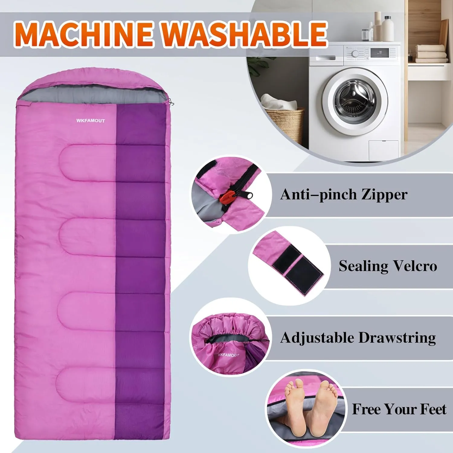 XL 10 Degree Sleeping Bags Waterproof for Adults 350GSM Machine Washable with Compression Sack for 3-4 Season Camping Outdoor