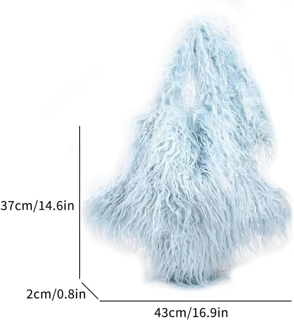 Y2K Furry Purse Star Shaped Heart-shaped Shoulder Bag Faux Fur Pentagram Handbag Fluffy Tote Plush Bag for Women